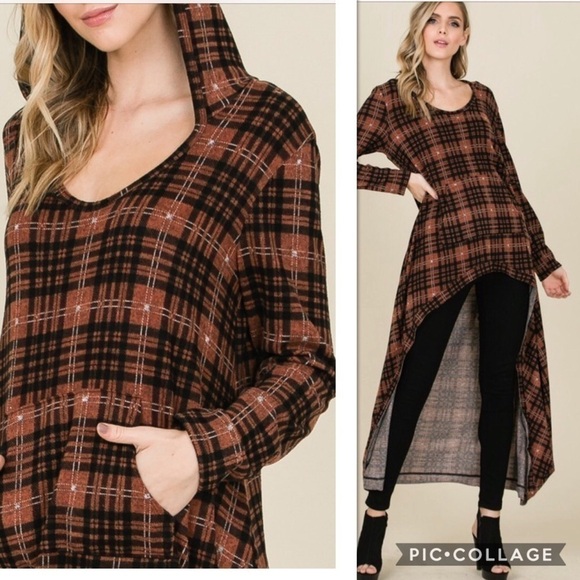 SALE!  Rust & Black High Low Top - Picture 2 of 3